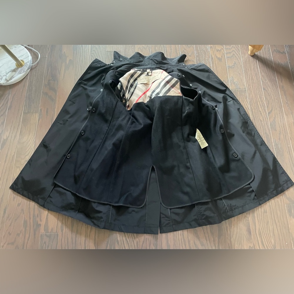 BURBERRY BRIT BLACK CLASSIC BELTED TRENCH COAT SIZE 8 - Picture 12 of 16